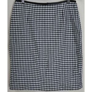 KATE HILL Wool Blend Houndstooth Skirt Black White Lined Women Size 10